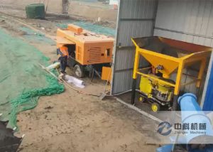 PZ-6混凝土噴漿機及上（shàng）料機施工現（xiàn）場