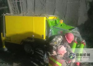 雙噴頭（tóu）液壓（yā）濕噴機施工（gōng）現場