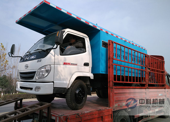 中鐵十七局車載混凝土濕噴機發貨現場