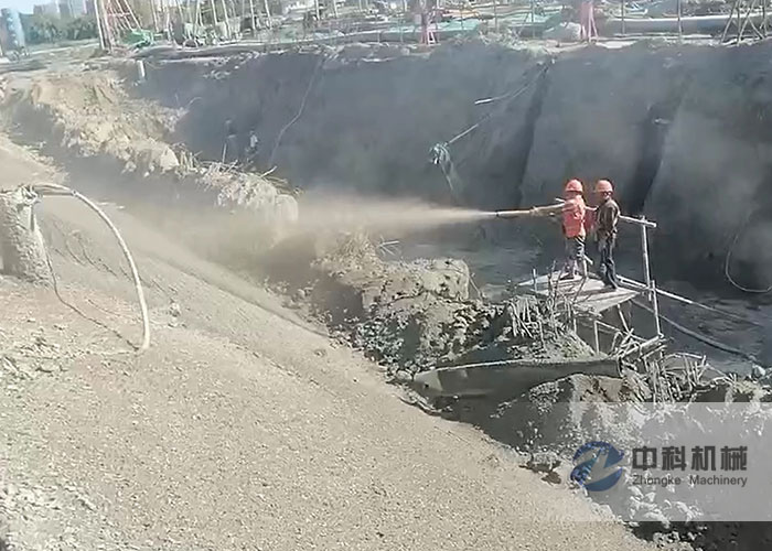 小型液壓泵送（sòng）式混凝土濕噴機施工視頻