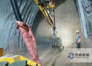 中交一公局隧道混凝土濕（shī）噴台車（chē）施工視（shì）頻（2）