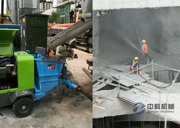 小型混凝土濕噴機施工(gōng)視頻(pín)