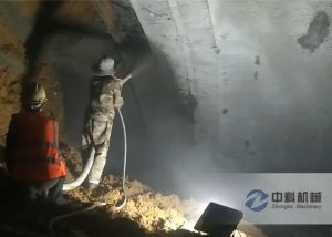 隧道雙（shuāng）噴頭（tóu）泵送式混凝土濕（shī）噴機施工視頻