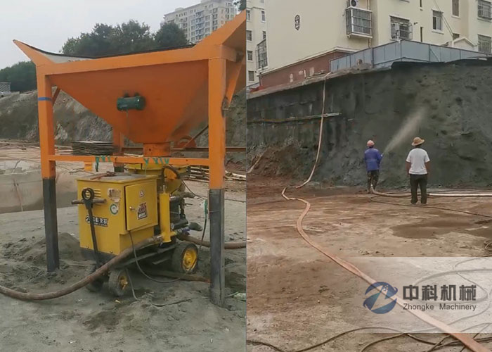 PZ-6混凝土噴漿機及配套大料鬥施工視頻