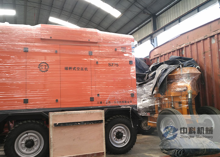 ZK700轉子式（shì）混凝土濕噴機、空壓機發貨現場
